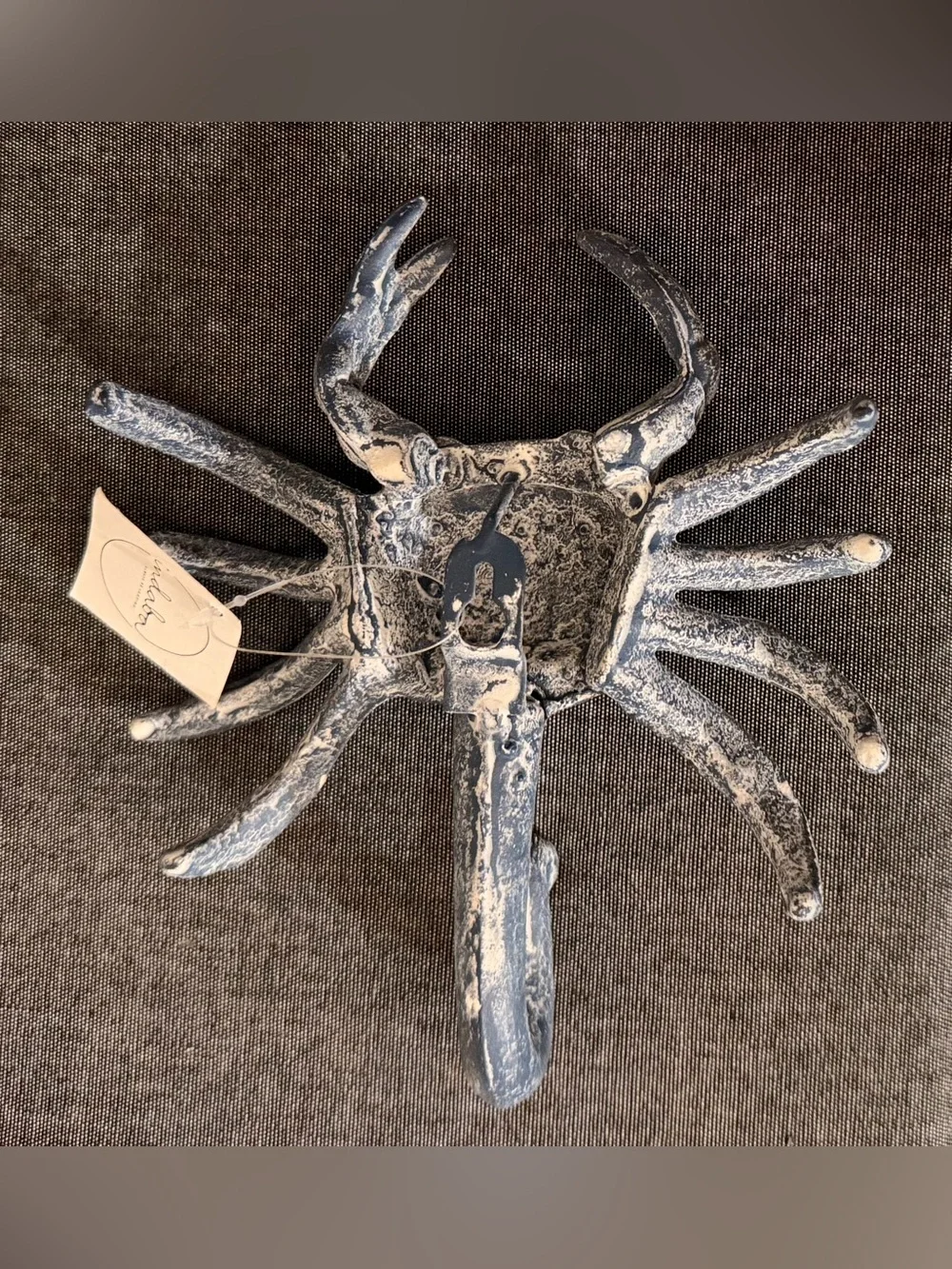 NWT Indaba Trading Coastal Cast Iron Blue Crab Wall Hook - Decorative Home Decor